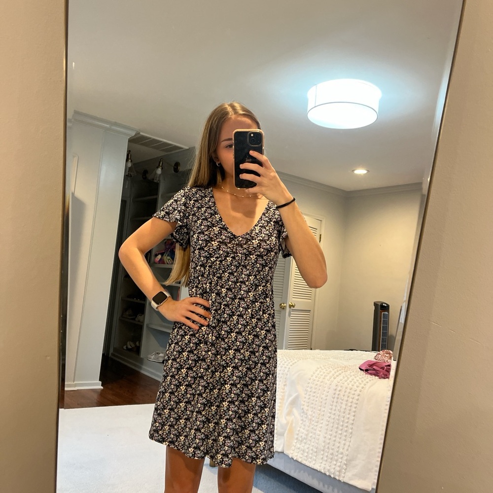 Floral Black Dress for Women